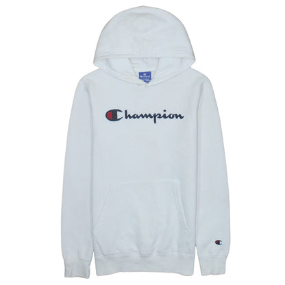 Champion Boys White 13-14 Yrs Pullover Hoodie with Logo Print