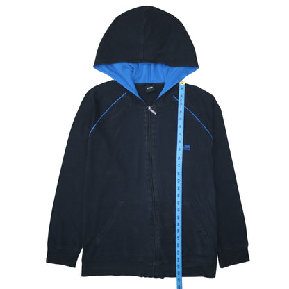 Hugo Boss Mens Black XL Full Zip Hoodie With Blue Hood Lining