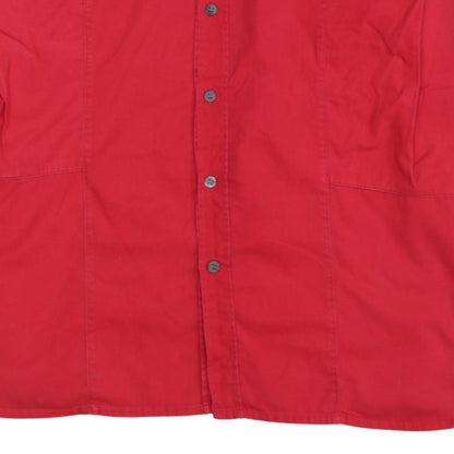 Adidas Vintage Women's Red Cotton Long Sleeve Button-Up Shirt Size 14