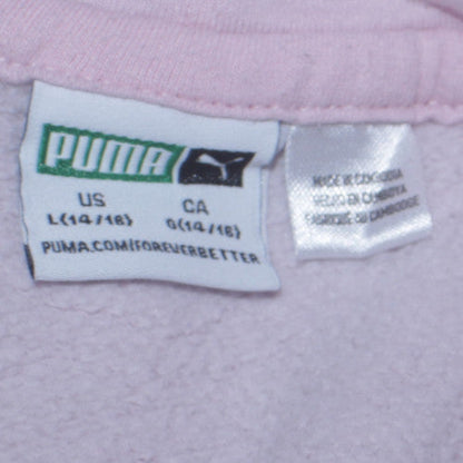 Puma Girls Pink Pullover Hoodie L (14-16) Casual Cotton Blend