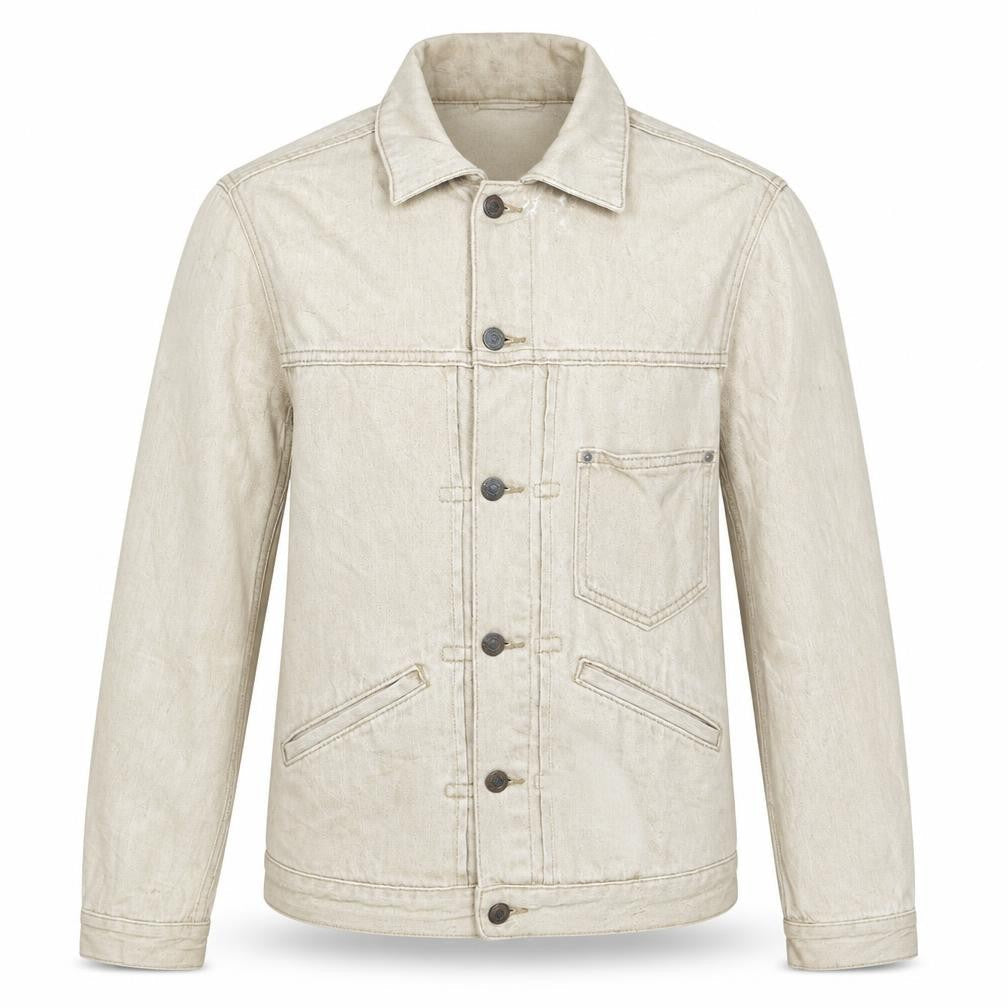 Zara Men Beige Slim Fit Denim Button-Up Jacket Size S