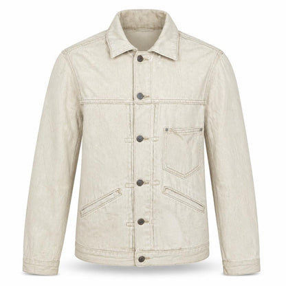 Zara Men Beige Slim Fit Denim Button-Up Jacket Size S