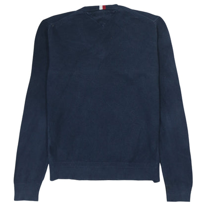 Tommy Hilfiger Men's Blue Cotton V-Neck Jumper Size L