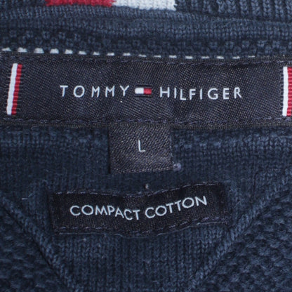 Tommy Hilfiger Men's Blue Cotton V-Neck Jumper Size L