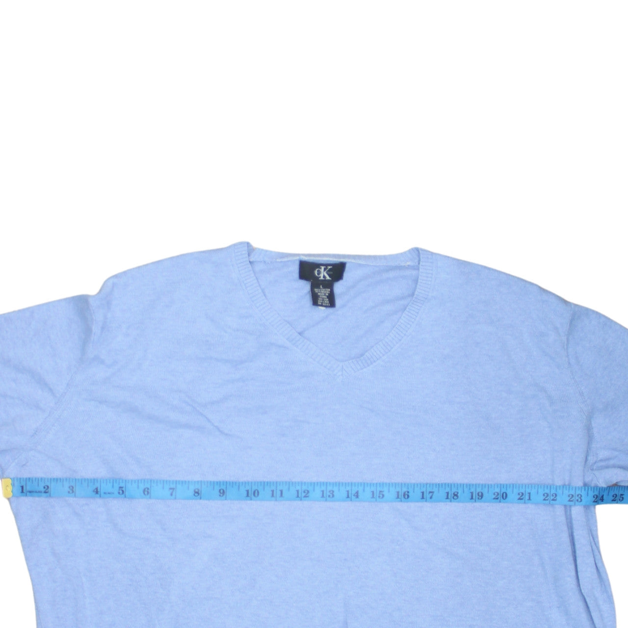 Calvin Klein Men's Blue V-Neck Cotton Modal Jumper Size L
