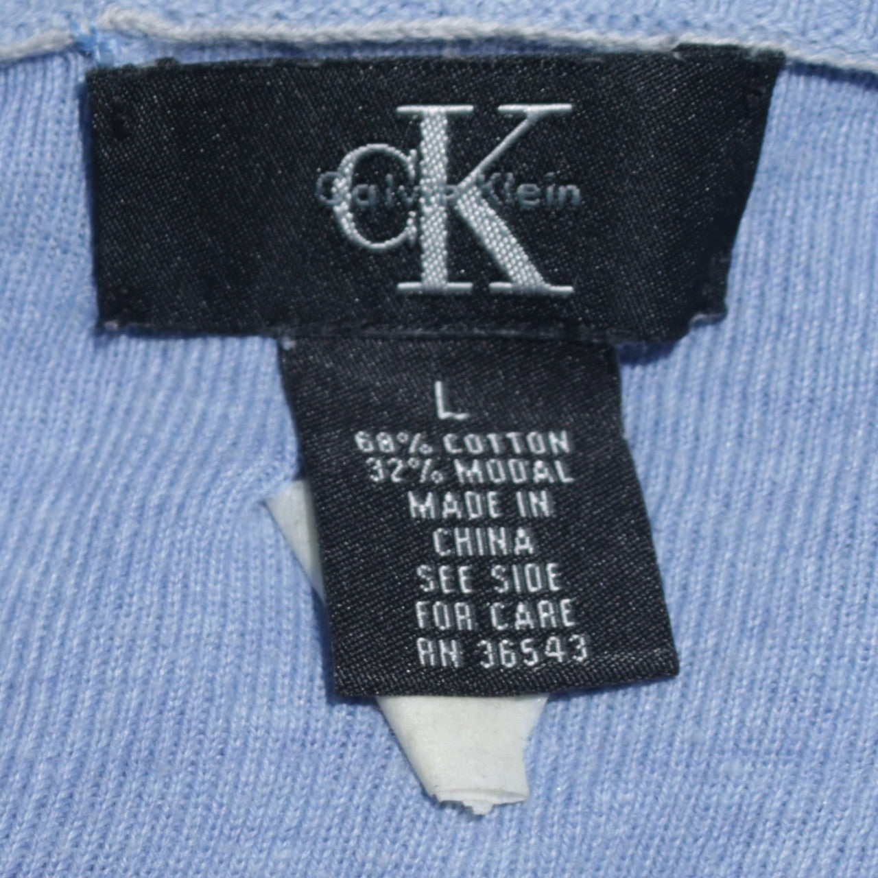 Calvin Klein Men's Blue V-Neck Cotton Modal Jumper Size L