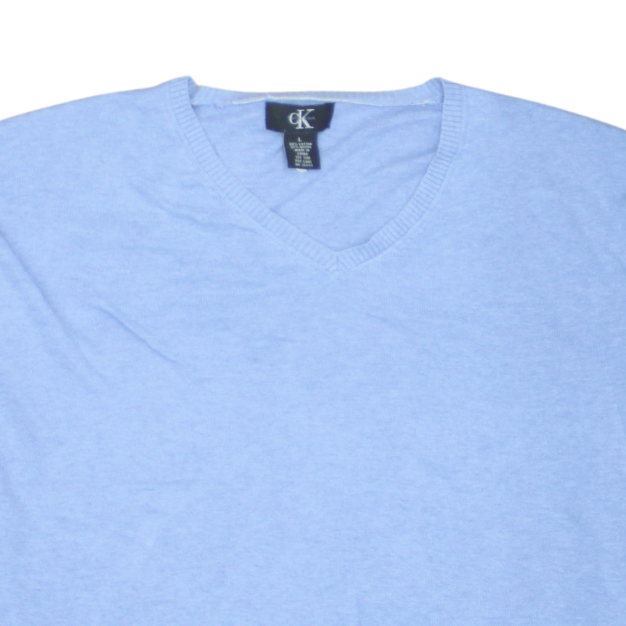 Calvin Klein Men's Blue V-Neck Cotton Modal Jumper Size L