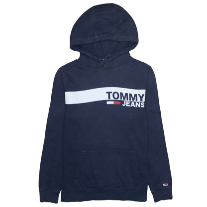 Tommy Jeans Men’s Blue Pullover Hoodie L Logo Fleece Sweatshirt