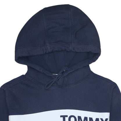 Tommy Jeans Men’s Blue Pullover Hoodie L Logo Fleece Sweatshirt