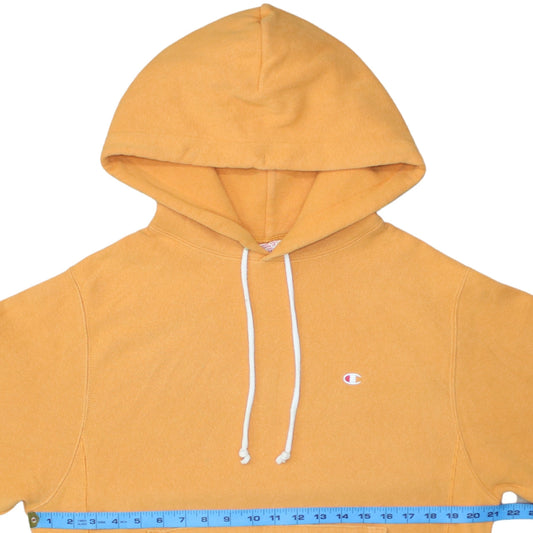 Champion Men's Yellow Reverse Weave Pullover Hoodie Small