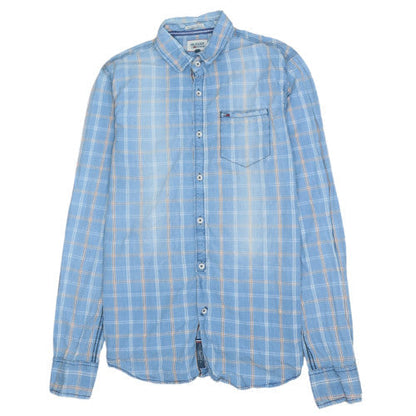 Hilfiger Denim Men's Blue Plaid Button-Up Shirt Size S