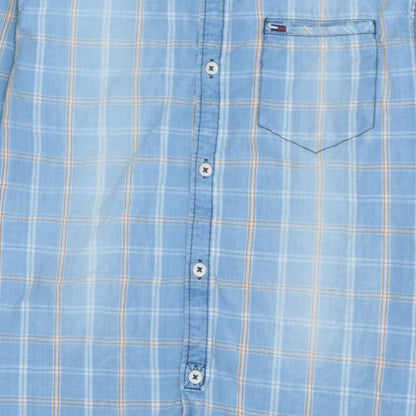 Hilfiger Denim Men's Blue Plaid Button-Up Shirt Size S