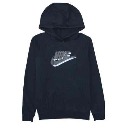 Nike Womens Black Pullover Hoodie Medium Graphic Logo Sweatshirt