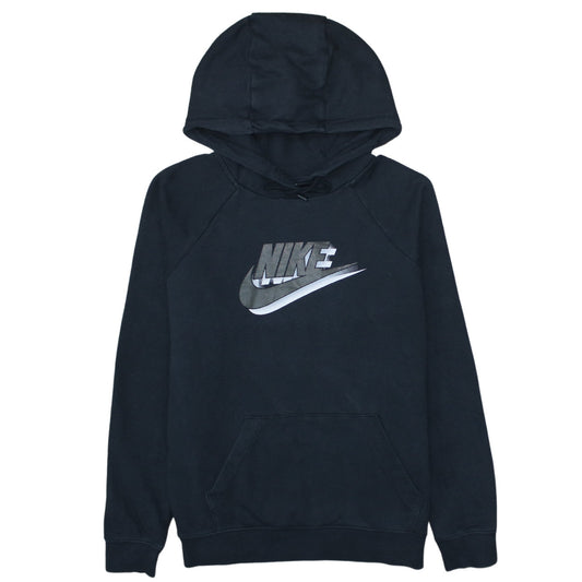 Nike Womens Black Pullover Hoodie Medium Graphic Logo Sweatshirt