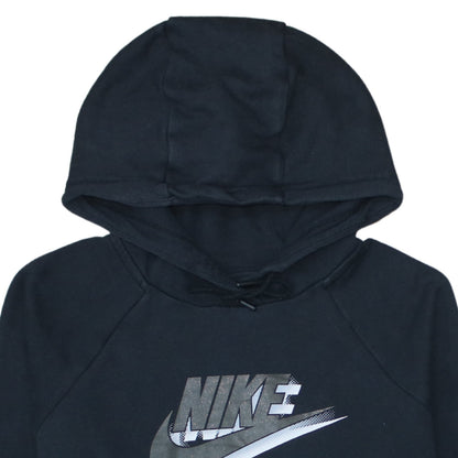 Nike Womens Black Pullover Hoodie Medium Graphic Logo Sweatshirt