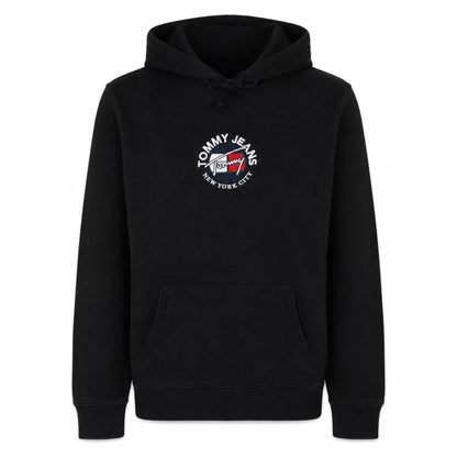 Tommy Jeans Men's Black Pullover Hoodie M Embroidered Logo