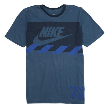 Nike Men's Blue Graphic Print Crew Neck Athletic T-Shirt Medium