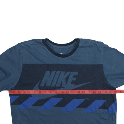 Nike Men's Blue Graphic Print Crew Neck Athletic T-Shirt Medium