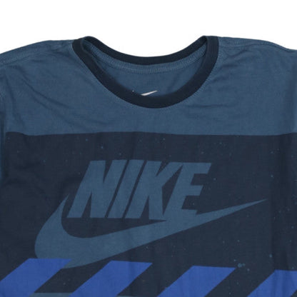 Nike Men's Blue Graphic Print Crew Neck Athletic T-Shirt Medium