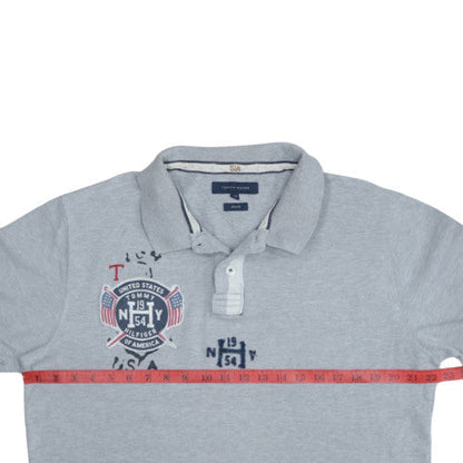 Tommy Hilfiger Men's Grey Slim Fit Polo Shirt XXL Cotton USA Logo