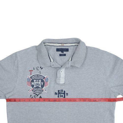 Tommy Hilfiger Men's Grey Slim Fit Polo Shirt XXL Cotton USA Logo
