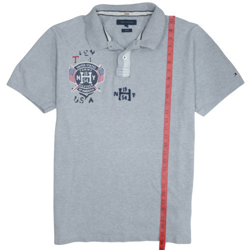 Tommy Hilfiger Men's Grey Slim Fit Polo Shirt XXL Cotton USA Logo