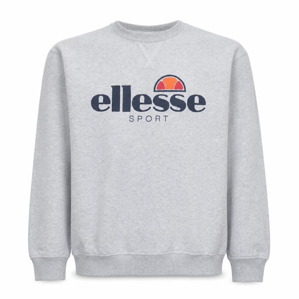 Ellesse Men's Grey Pullover Sweatshirt M Crew Neck Graphic Logo