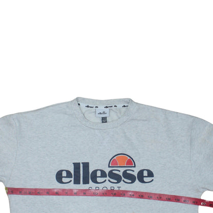 Ellesse Men's Grey Pullover Sweatshirt M Crew Neck Graphic Logo