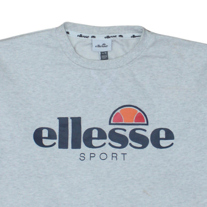 Ellesse Men's Grey Pullover Sweatshirt M Crew Neck Graphic Logo