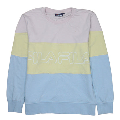 FILA Women Pastel Colourblock Crew Neck Pullover Sweatshirt L