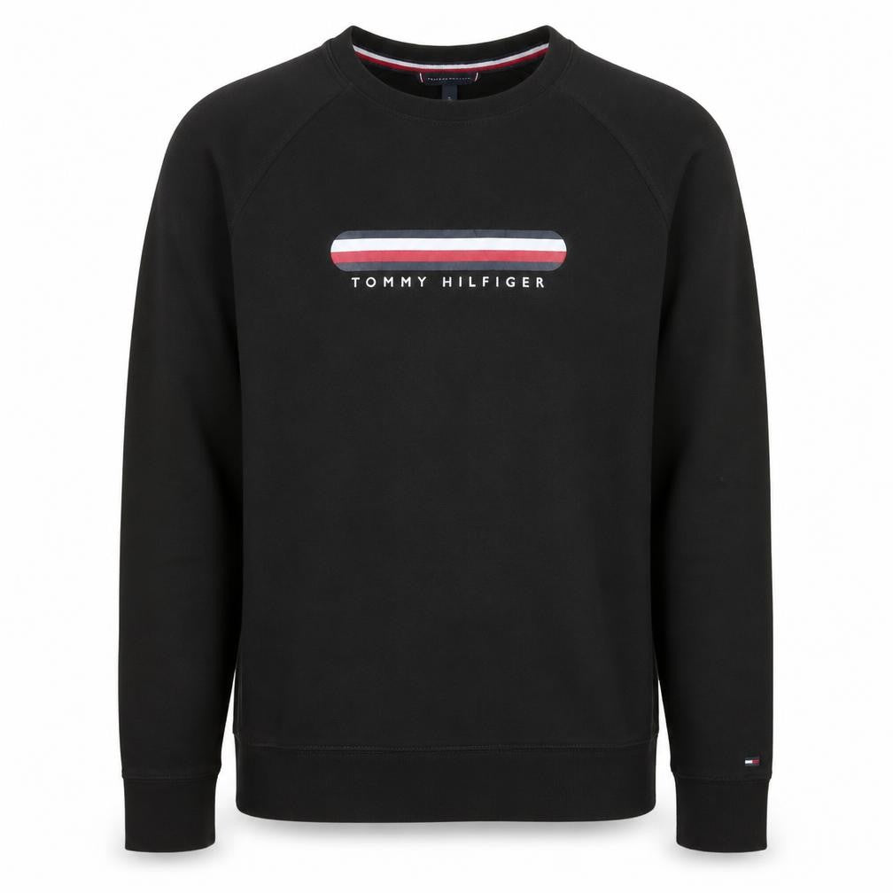 Tommy Hilfiger Men's Black Small Logo Crew Neck Sweatshirt
