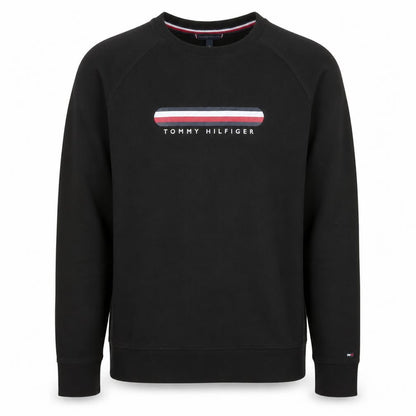 Tommy Hilfiger Men's Black Small Logo Crew Neck Sweatshirt