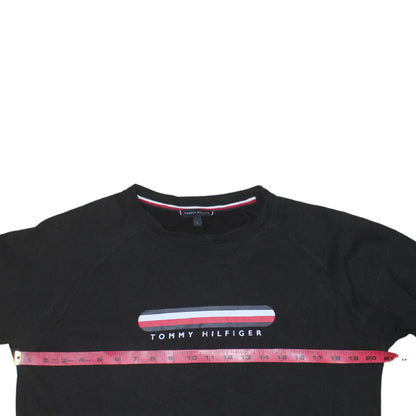 Tommy Hilfiger Men's Black Small Logo Crew Neck Sweatshirt