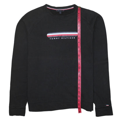Tommy Hilfiger Men's Black Small Logo Crew Neck Sweatshirt