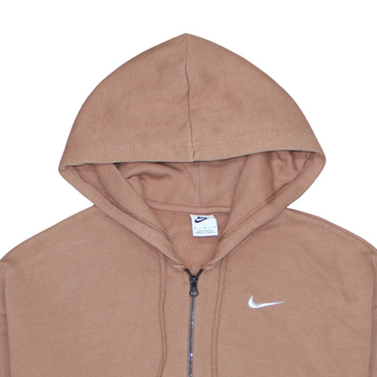 Nike Womens Brown Full Zip Hoodie Size M Cotton Blend