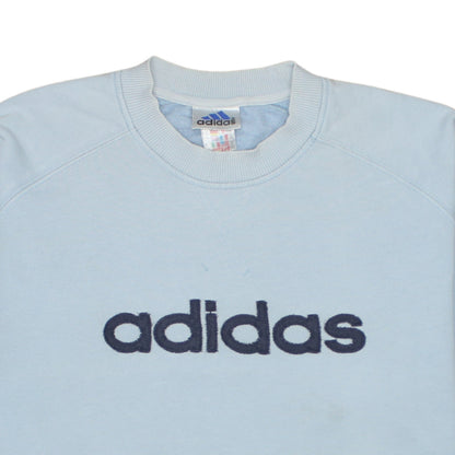 Adidas Men's Blue Embroidered Logo Crew Neck Sweatshirt M