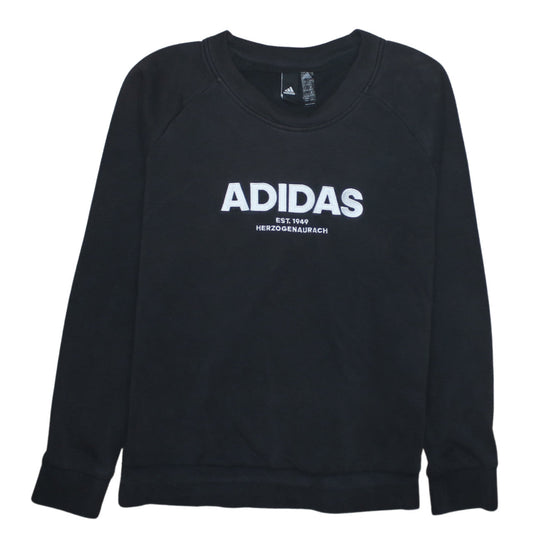 Adidas Womens Black Sweatshirt Size 12-14 Pullover Logo Crew Neck