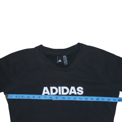 Adidas Womens Black Sweatshirt Size 12-14 Pullover Logo Crew Neck