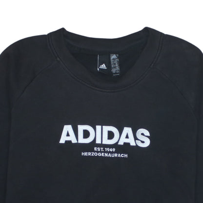 Adidas Womens Black Sweatshirt Size 12-14 Pullover Logo Crew Neck