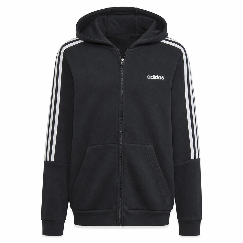 Front view of Adidas Men's Black Full Zip Hoodie, size L, Sportswear