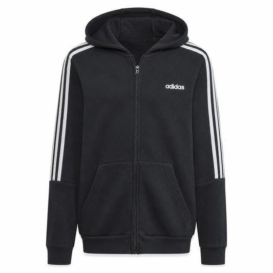 Front view of Adidas Men's Black Full Zip Hoodie, size L, Sportswear