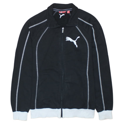 Puma Womens Black Size 12 Track Jacket Full Zip Cotton Blend Sports Top