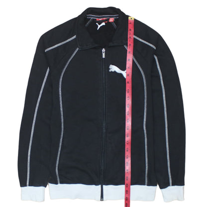 Puma Womens Black Size 12 Track Jacket Full Zip Cotton Blend Sports Top