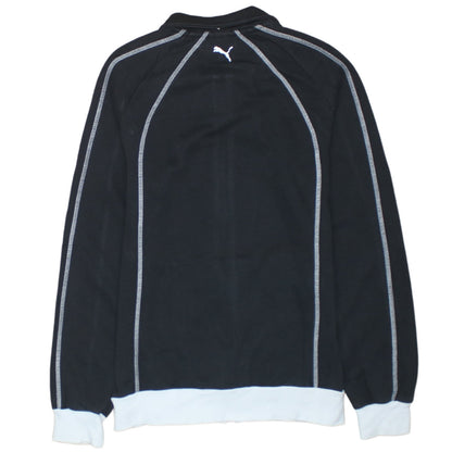 Puma Womens Black Size 12 Track Jacket Full Zip Cotton Blend Sports Top