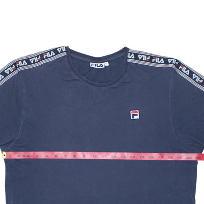 FILA Men Blue L Crew Neck Short Sleeve Sports Cotton T-Shirt