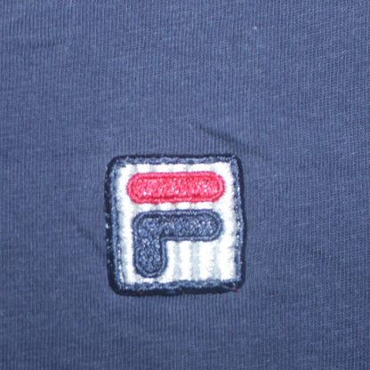 FILA Men Blue L Crew Neck Short Sleeve Sports Cotton T-Shirt