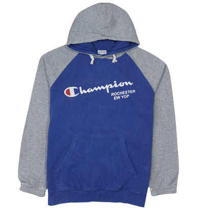 Champion Men's Blue & Grey Pullover Hoodie XL Graphic Logo Sweatshirt