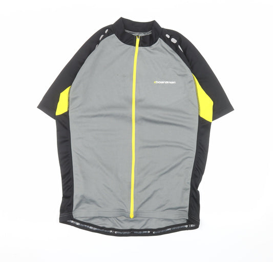 Boardman Men's Grey Cycling Jersey Medium Short Sleeve Full Zip
