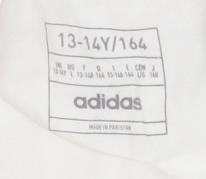 Adidas Boys White Short Sleeve Crew Neck Sports T-Shirt 13-14 Years