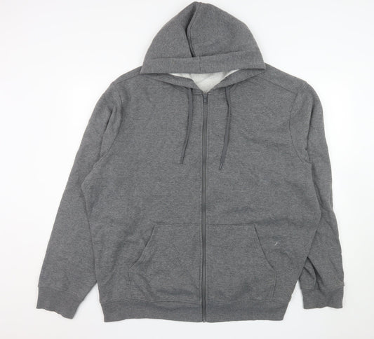 Athletic Works Men's Grey 3XL Full Zip Hooded Fleece Jacket